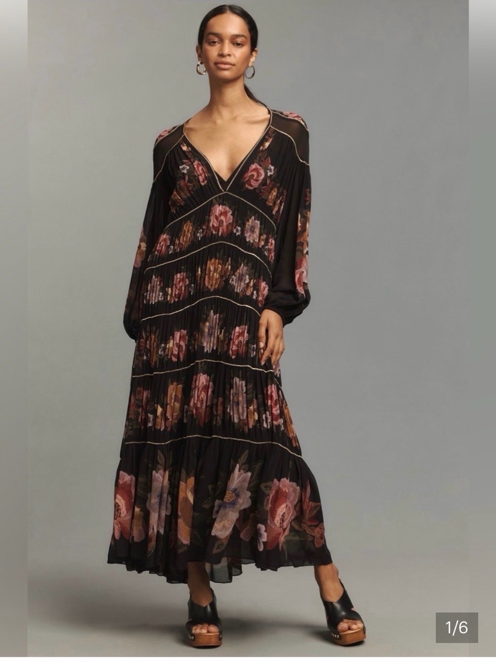 Farm Rio Chenille Flowers Floral V-Neck Maxi Dress size medium